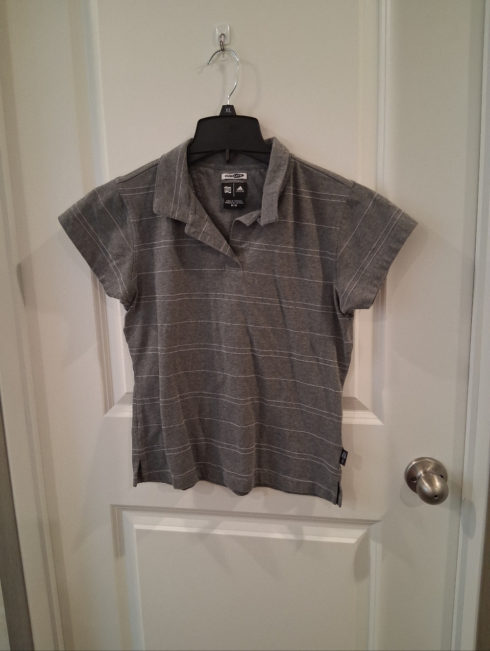 Quiksilver Gray Striped Polo Shirt Size Medium